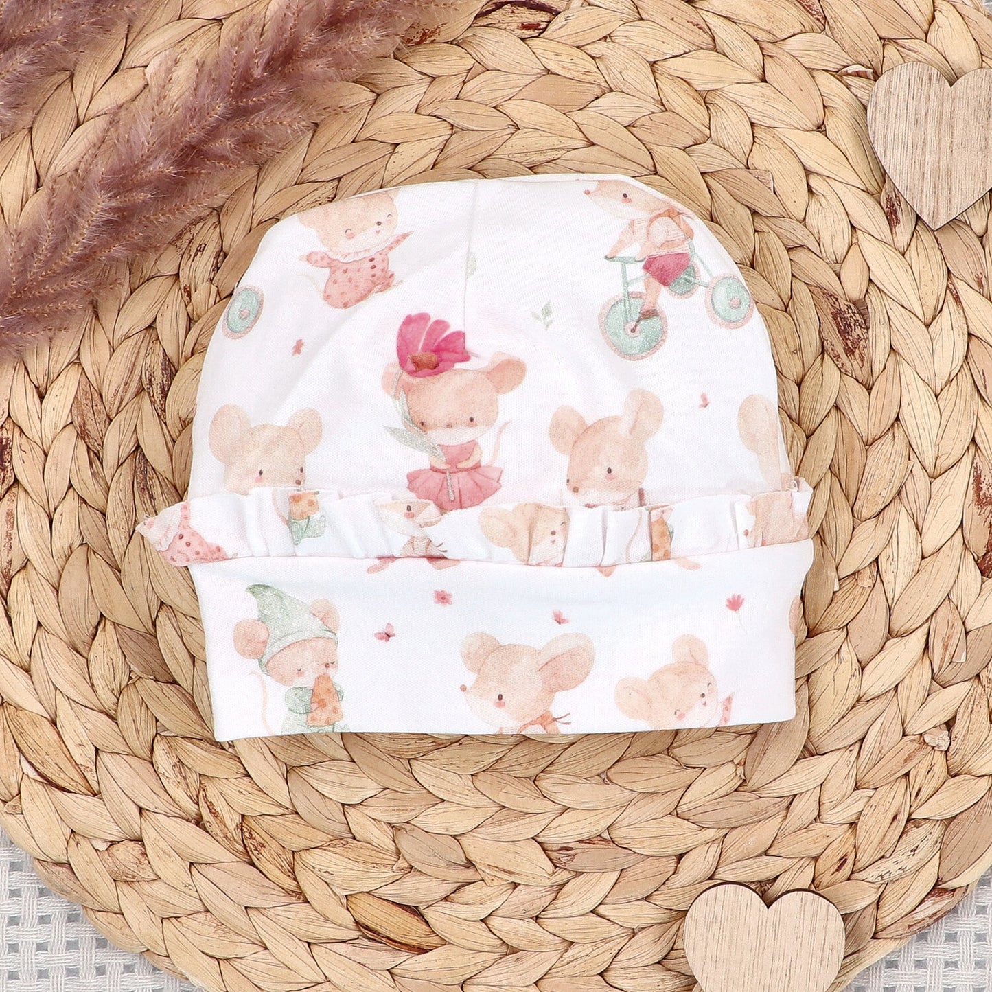 Gorro bebé Pequeños Ratones algodón orgánico — tallas 40-44