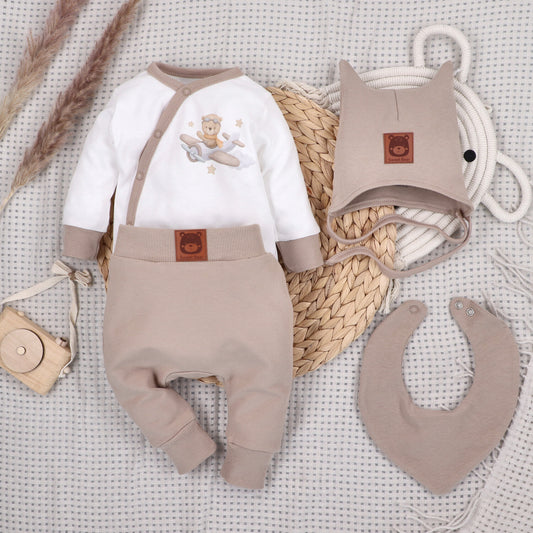 Conjunto 4 Piezas Bebé SKY JOURNEY Algodón Orgánico OEKO-TEX