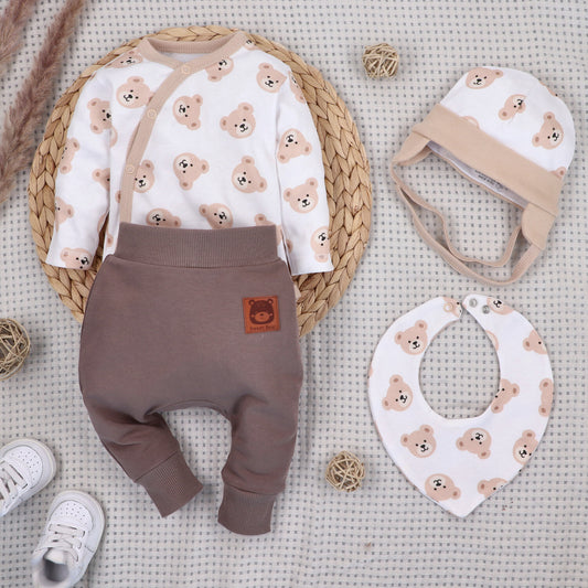 Conjunto Sweet Bears 4 piezas NINI bebé orgánico con pantalón