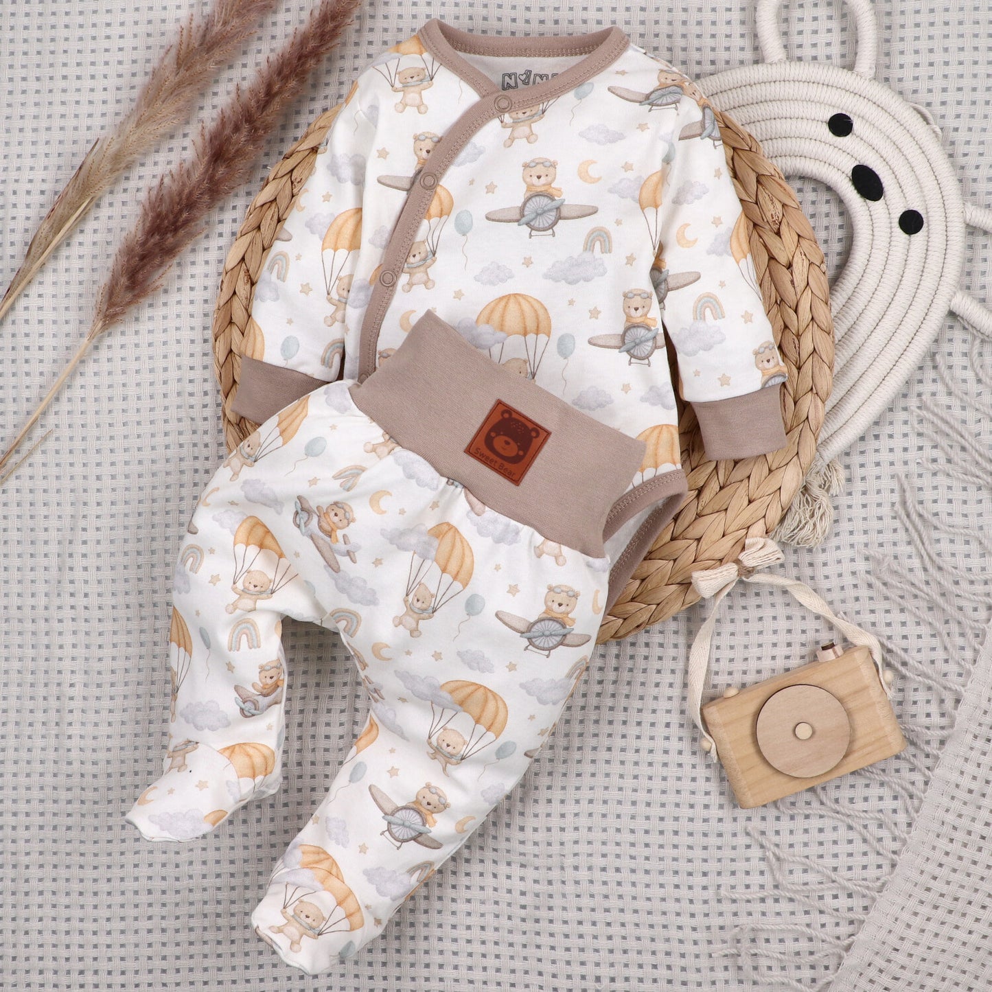 Pantalón Bebé SKY JOURNEY Algodón Orgánico Estampado Nubes