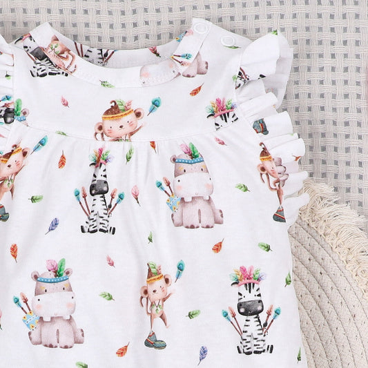 Mameluco pijama bebé Happy Animals algodón orgánico entero