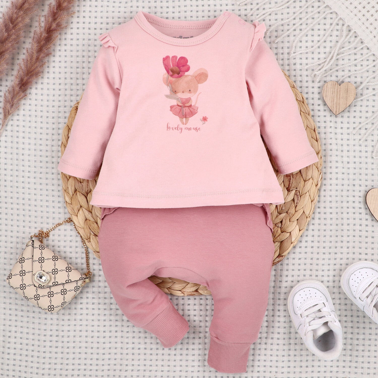 Blusa bebé Pequeños Ratones algodón orgánico estampado ratones