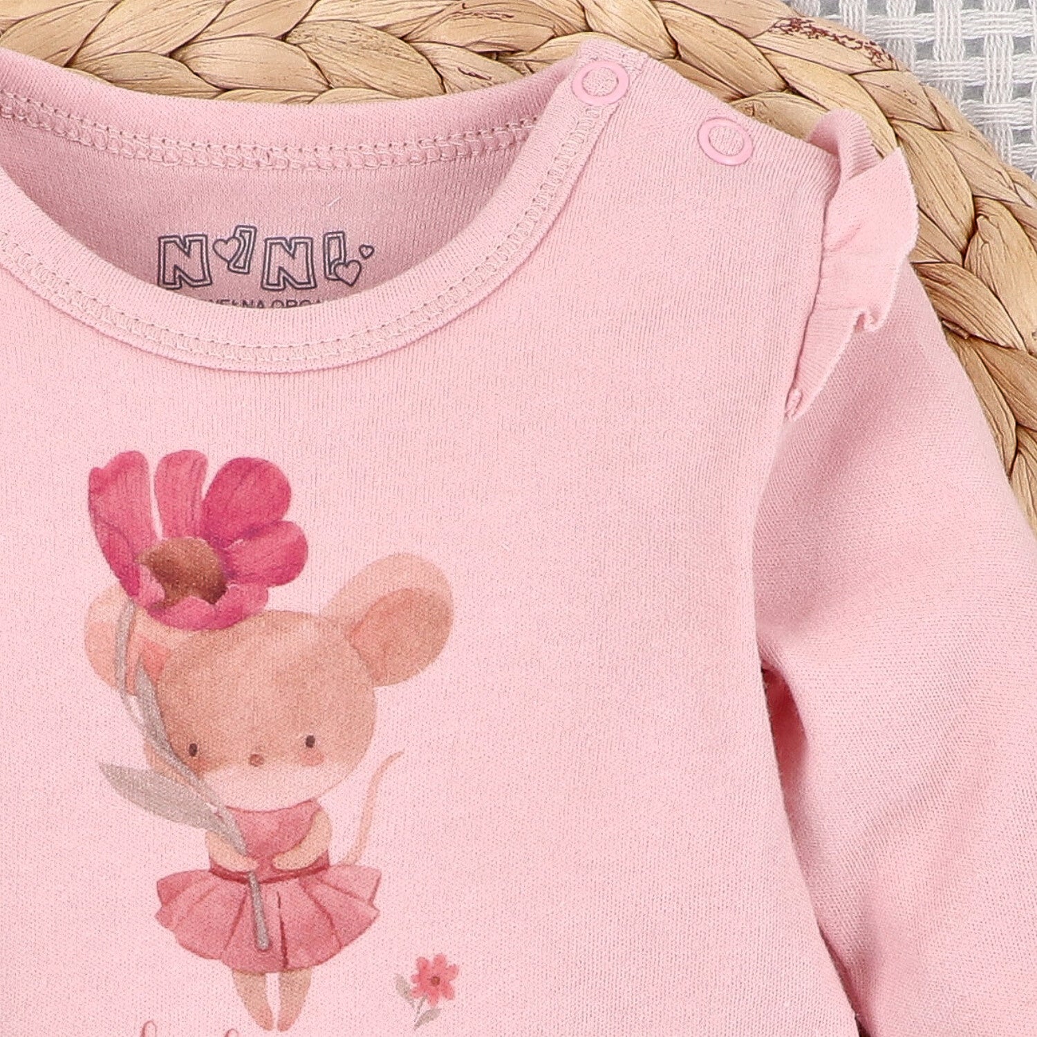 Blusa bebé Pequeños Ratones algodón orgánico estampado ratones