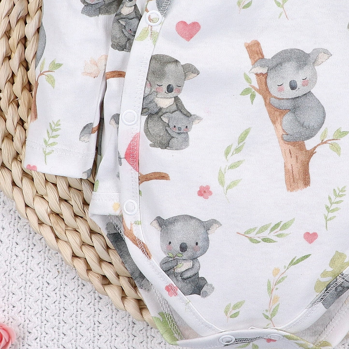 Body kimono bebé Dulce Koala algodón orgánico Polonia talla única