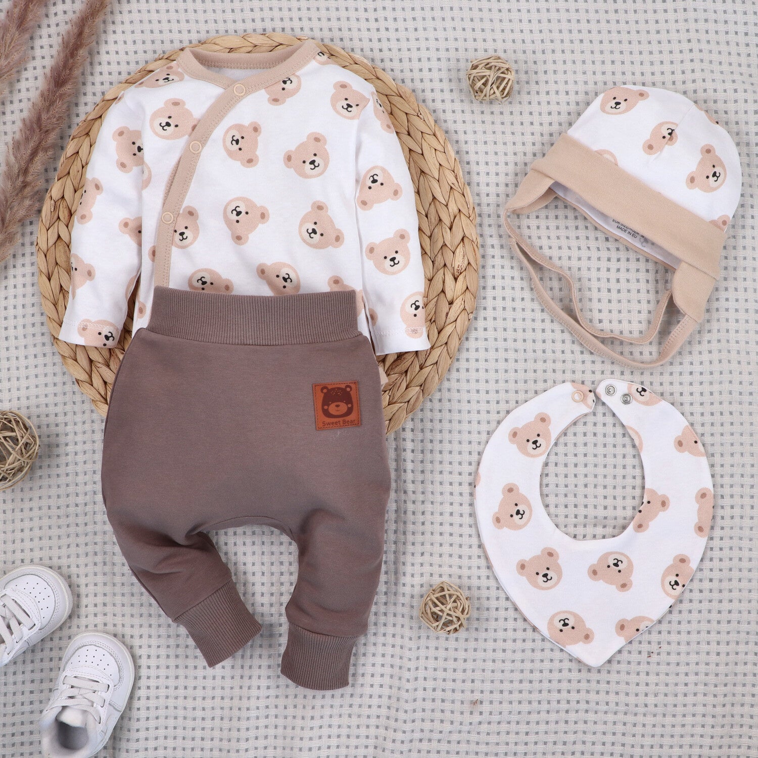 Conjunto Sweet Bears 4 piezas NINI bebé orgánico con pantalón