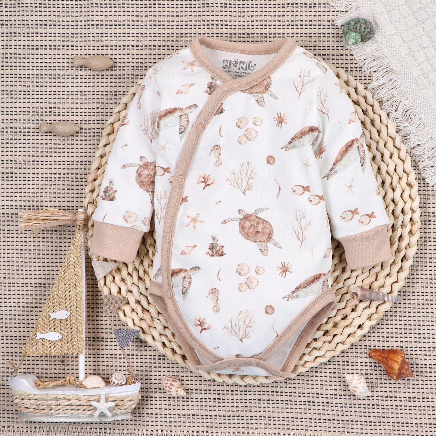 Conjunto NINI bebé 4 piezas semipantalón orgánico estampado A