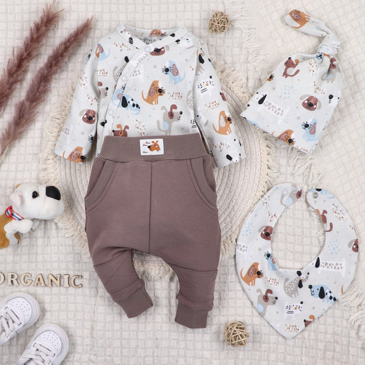 Conjunto 4 piezas NINI bebé con pantalón algodón orgánico