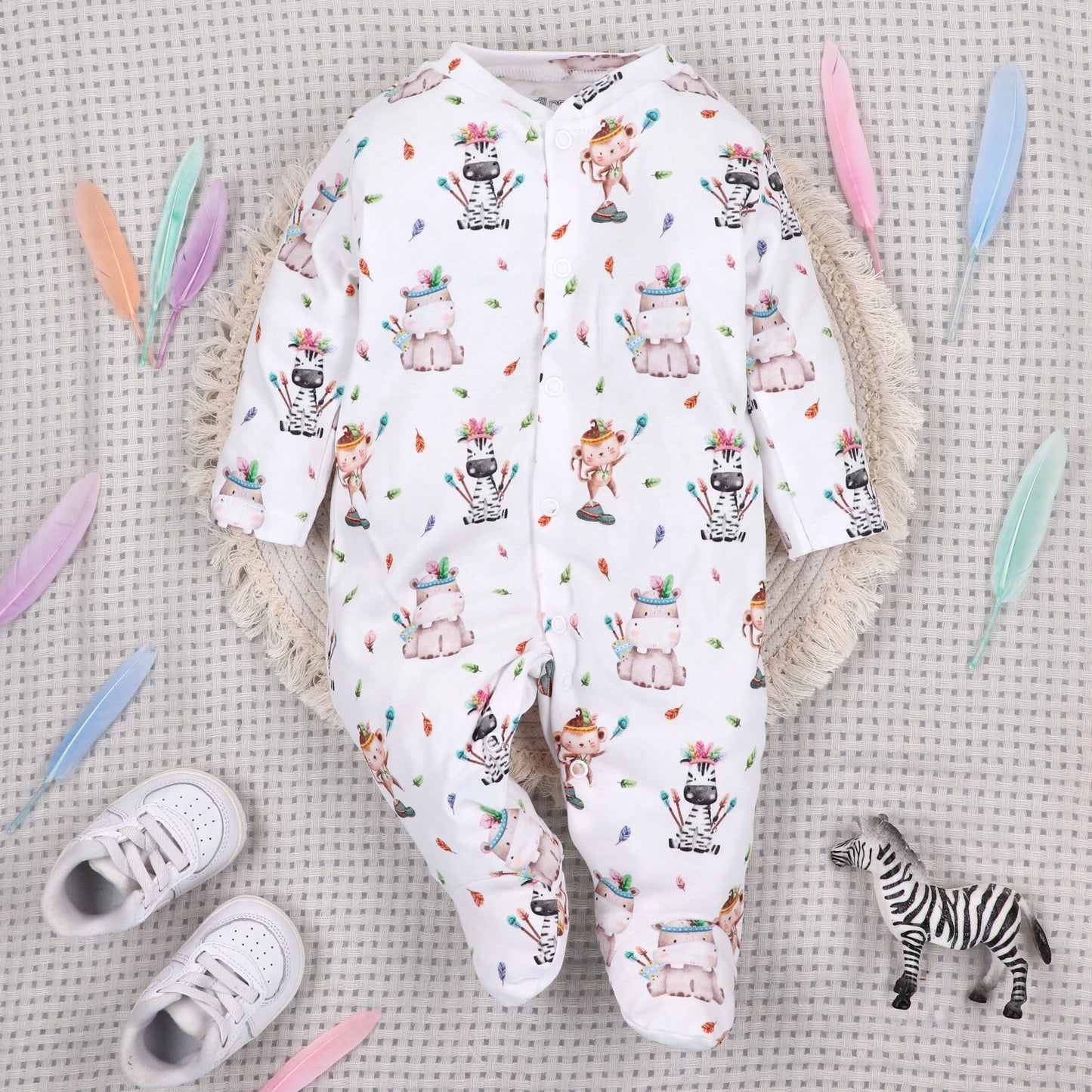 Mameluco bebé Happy Animals orgánico variante B colección