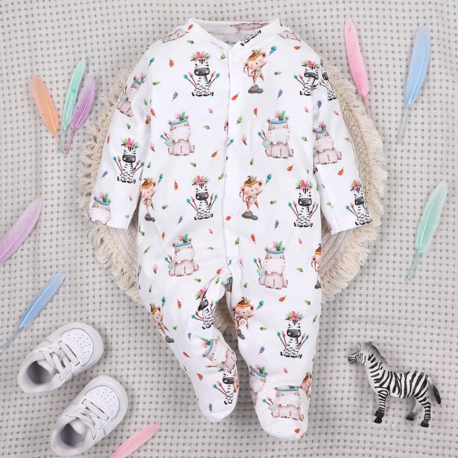 Mameluco bebé Happy Animals orgánico variante B colección