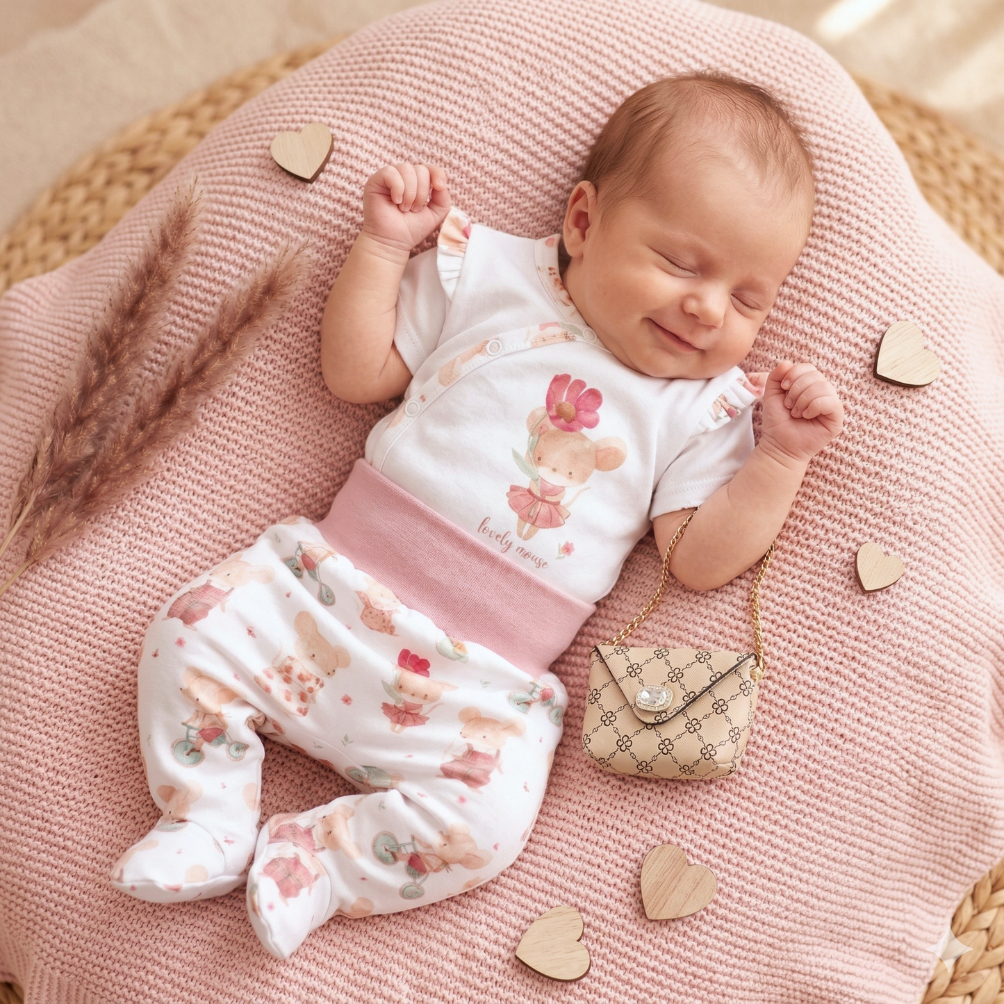 Pantalón bebé orgánico Pequeños Ratones półśpiochy — variante 2