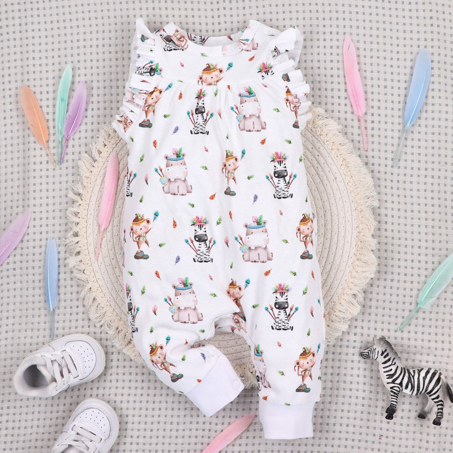 Mameluco pijama bebé Happy Animals algodón orgánico entero