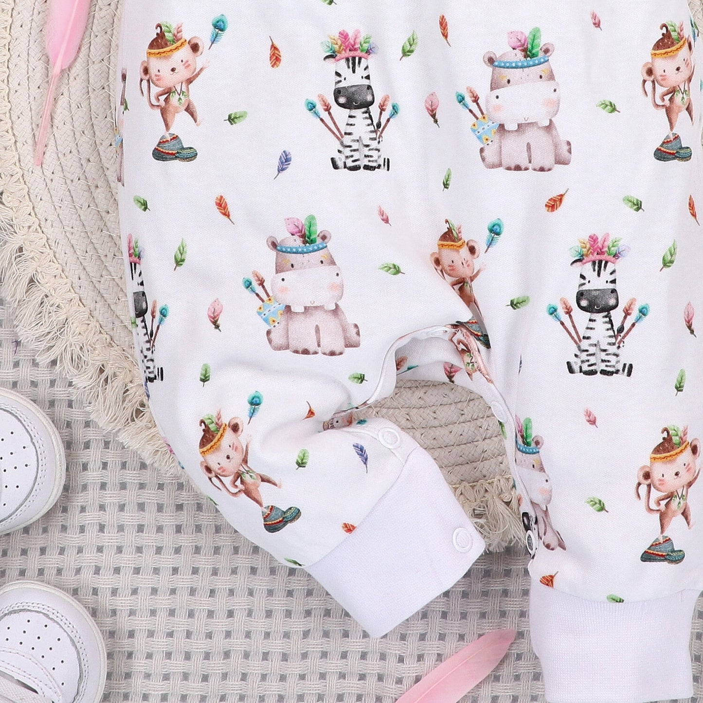 Mameluco pijama bebé Happy Animals algodón orgánico entero